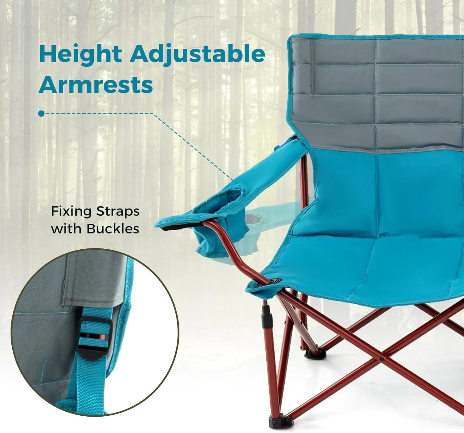 Tangkula 3 Person Oversized Camping Chair, Fully Padded Folding Camp Chair with Adjustable Armrests, Cup Holders, Carrying Bag, Portable Outdoor Lawn Chair for Camping, Support 900LBS