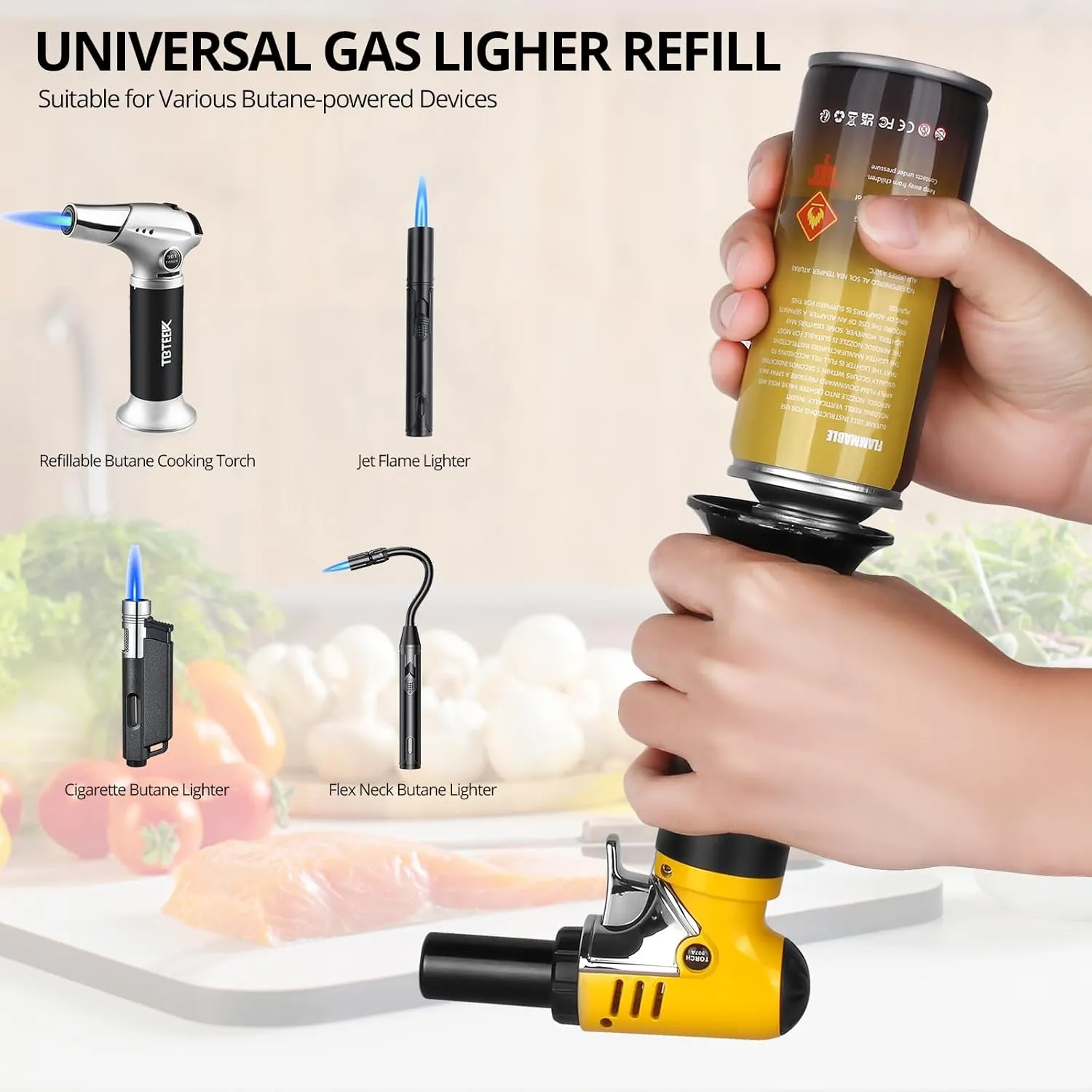 TBTeek Butane Fuel Refill, 180ml High Grade Butane Refill, Butane Fuel Canister for Universal Lighter, Torch Lighter, Kitchen Torch, Butane Torch (3 Can)