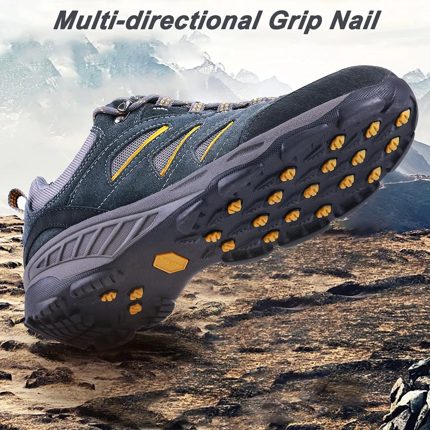TFO Men’s Breathable Hiking Shoes Lightweight Anti-Slip Support Cushion Soft Lace-up Tear-Resistant for Outdoor Trekking Walking