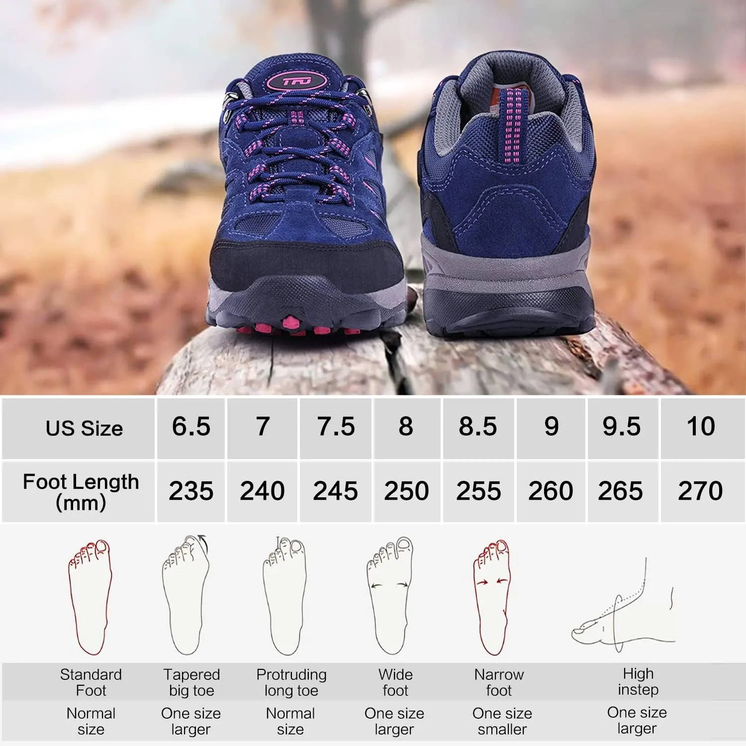 TFO Women's Air Cushion Hiking Shoe Breathable Running Outdoor Sports Trail Trekking Sneaker