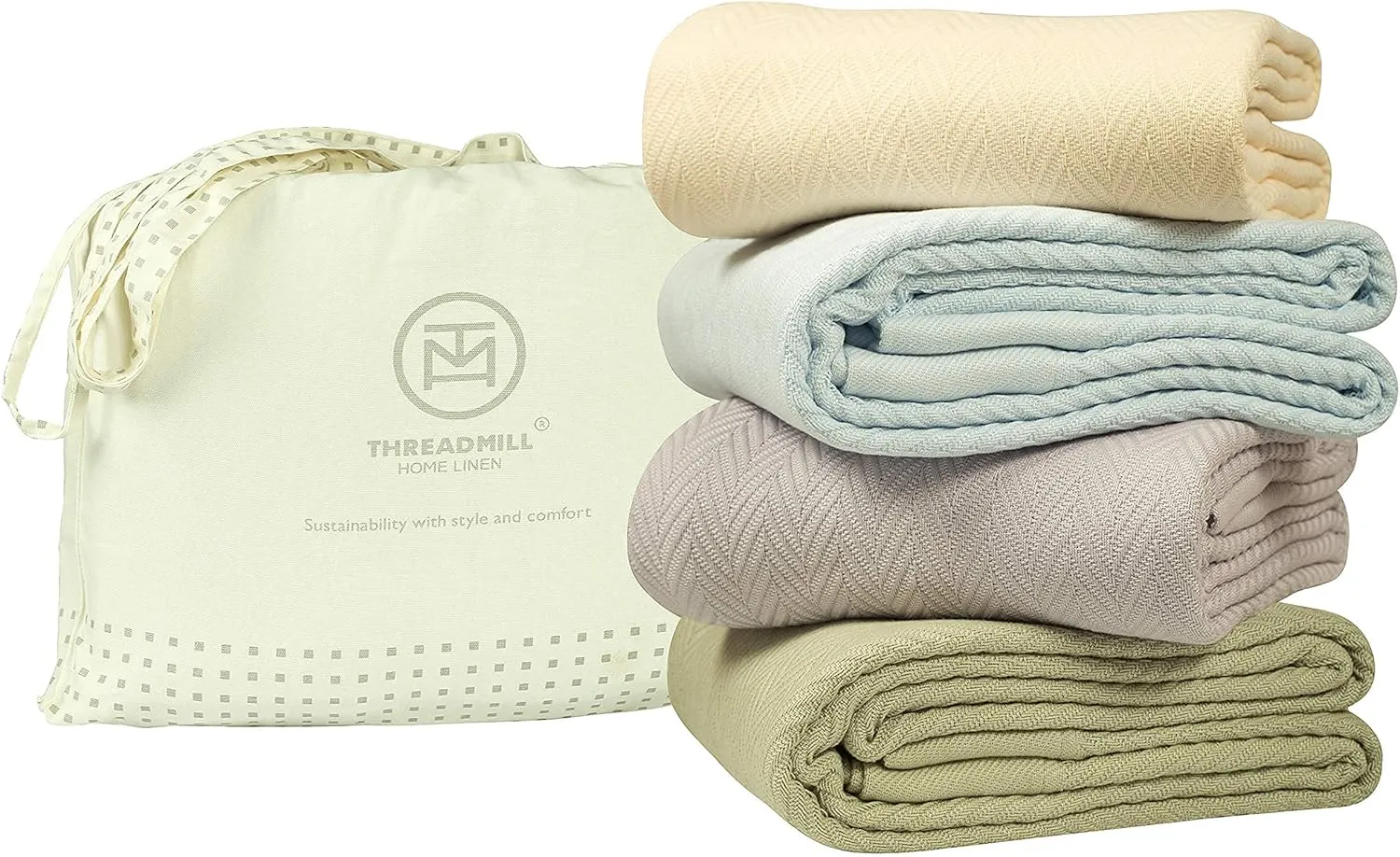 Threadmill Luxury Cotton Blankets for King Size Bed | All-Season Cozy 100% Cotton King Size Blanket | Herringbone Soft Fall Thermal Blanket fits Cal King Size Bed | Scottish Grey