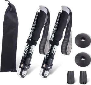 ThreeH 2 Pack Trekking Poles Collapsible Walking Stick Lightweight Folding Adjustable Walking Poles for Hiking Camping Travel