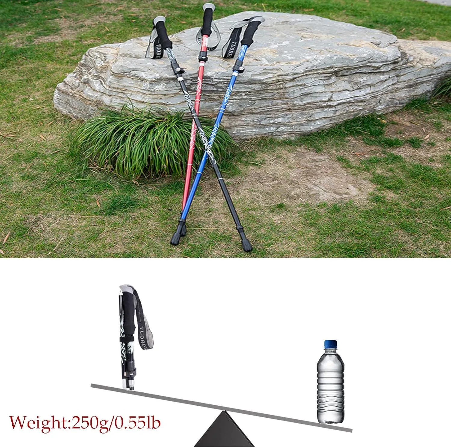 ThreeH 2 Pack Trekking Poles Collapsible Walking Stick Lightweight Folding Adjustable Walking Poles for Hiking Camping Travel