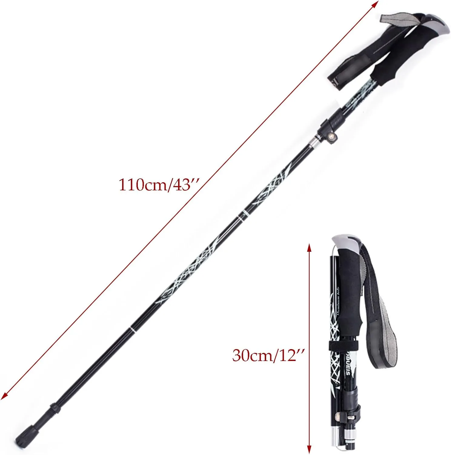 ThreeH 2 Pack Trekking Poles Collapsible Walking Stick Lightweight Folding Adjustable Walking Poles for Hiking Camping Travel