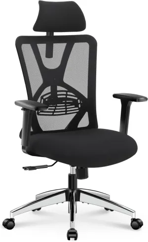 Ticova Ergonomic Office Chair - High Back Desk Chair with Adjustable Lumbar Support, Headrest & 3D Armrest - 130°Rocking Mesh Computer Chair
