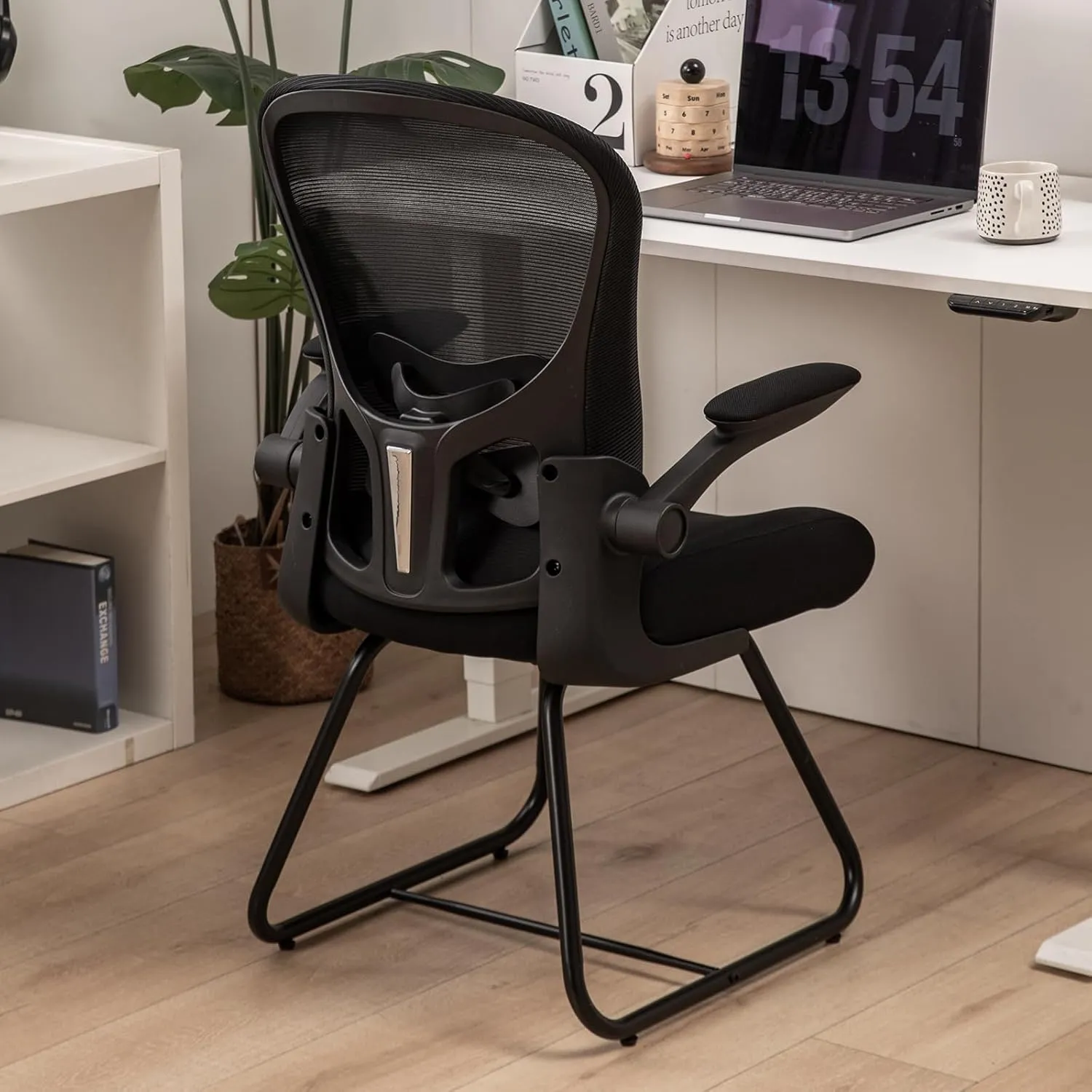 TLLMOON-6066 Fixed Support Seat Comfortable and Convenient Ergonomic Office Mesh Chair Adjustable Office Chair Suitable for Gaming, Studying, Resting, Office Work（Black）