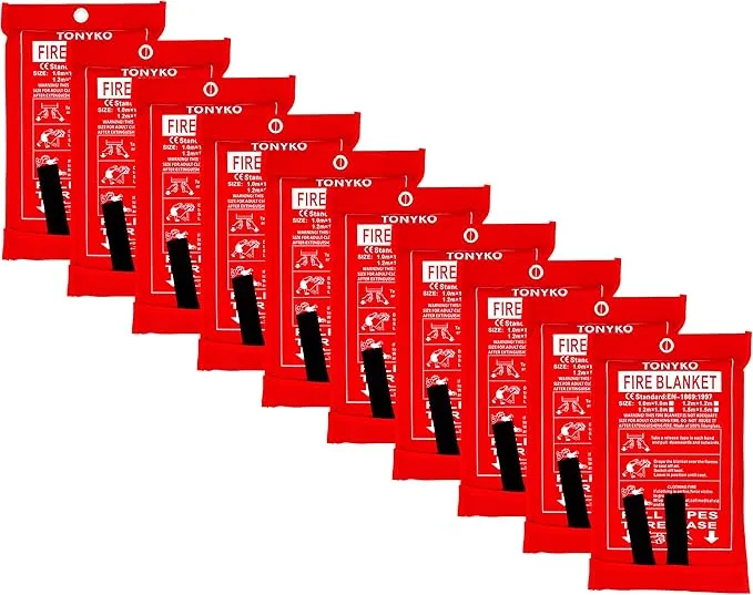 TONYKO Emergency Fire Blankets, Flame Retardant Protection and Heat Insulation Designed for Kitchen,Fireplace,Grill,Car,Camping(White(10PACK))
