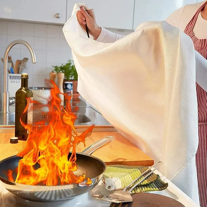 TONYKO Emergency Fire Blankets, Flame Retardant Protection and Heat Insulation Designed for Kitchen,Fireplace,Grill,Car,Camping(White(10PACK))
