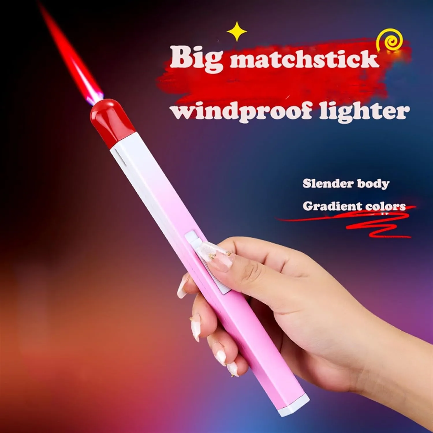 Torch Lighter, Windproof Jet Flame, Multi-Purpose, Refillable, Suitable for Indoor, Candle, Camping, Classic Style, Zinc Alloy, C Color