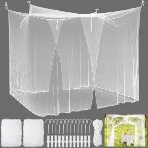 Tranqun 2 Pcs Mosquito Netting for Patio, Ultra Large Mosquito Net l 87 x W 87 x H 71 Inch for Bed with 2 Side Openings 16 Hanging Loops for Camping Home Outdoor Travel Dormitory Decor