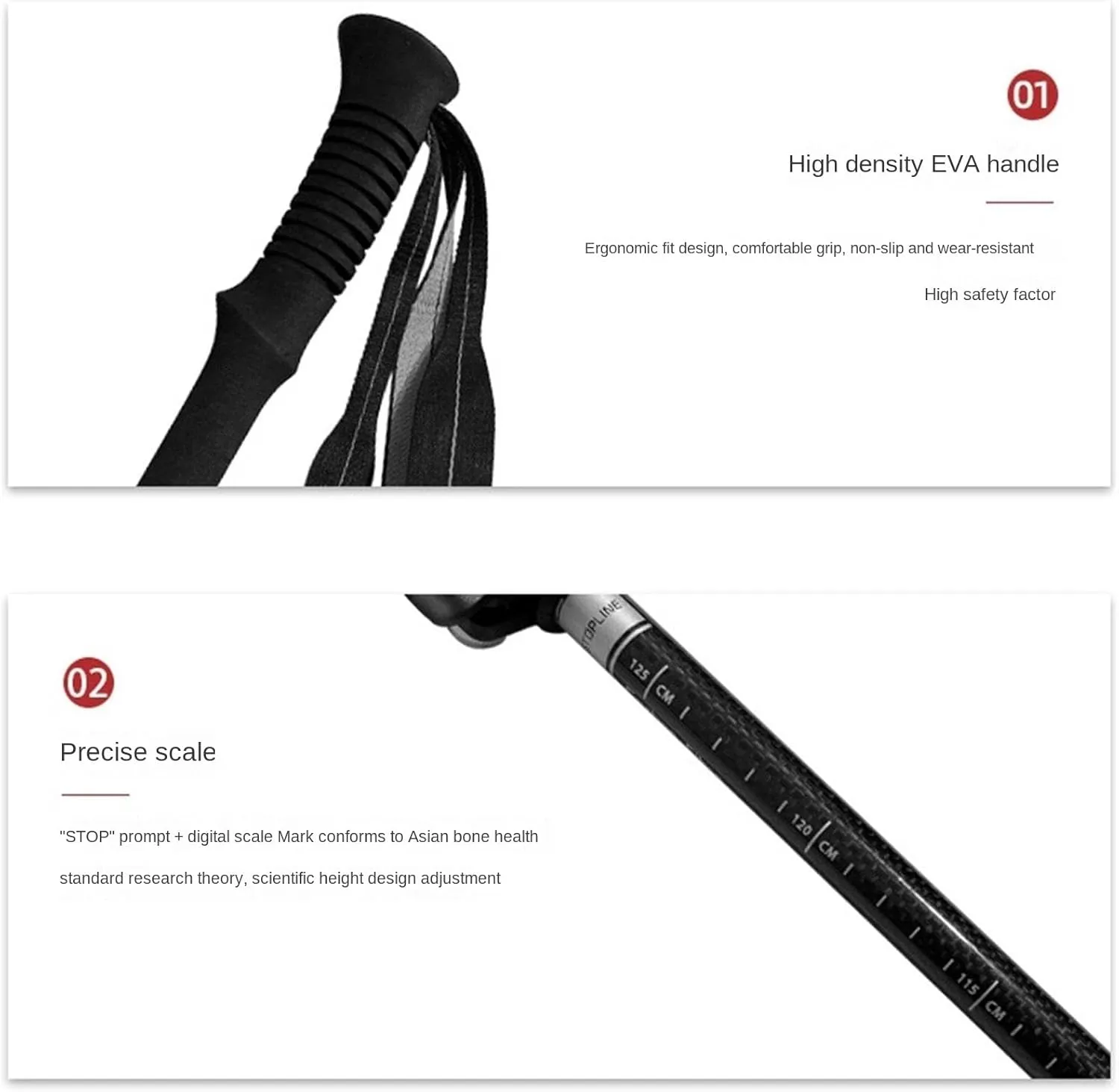 Travel Trekking Pole Carbon Fiber Trekking Poles Ultralight Telescopic and Lightweight for Mountaining Backpacking Outdoor Activities