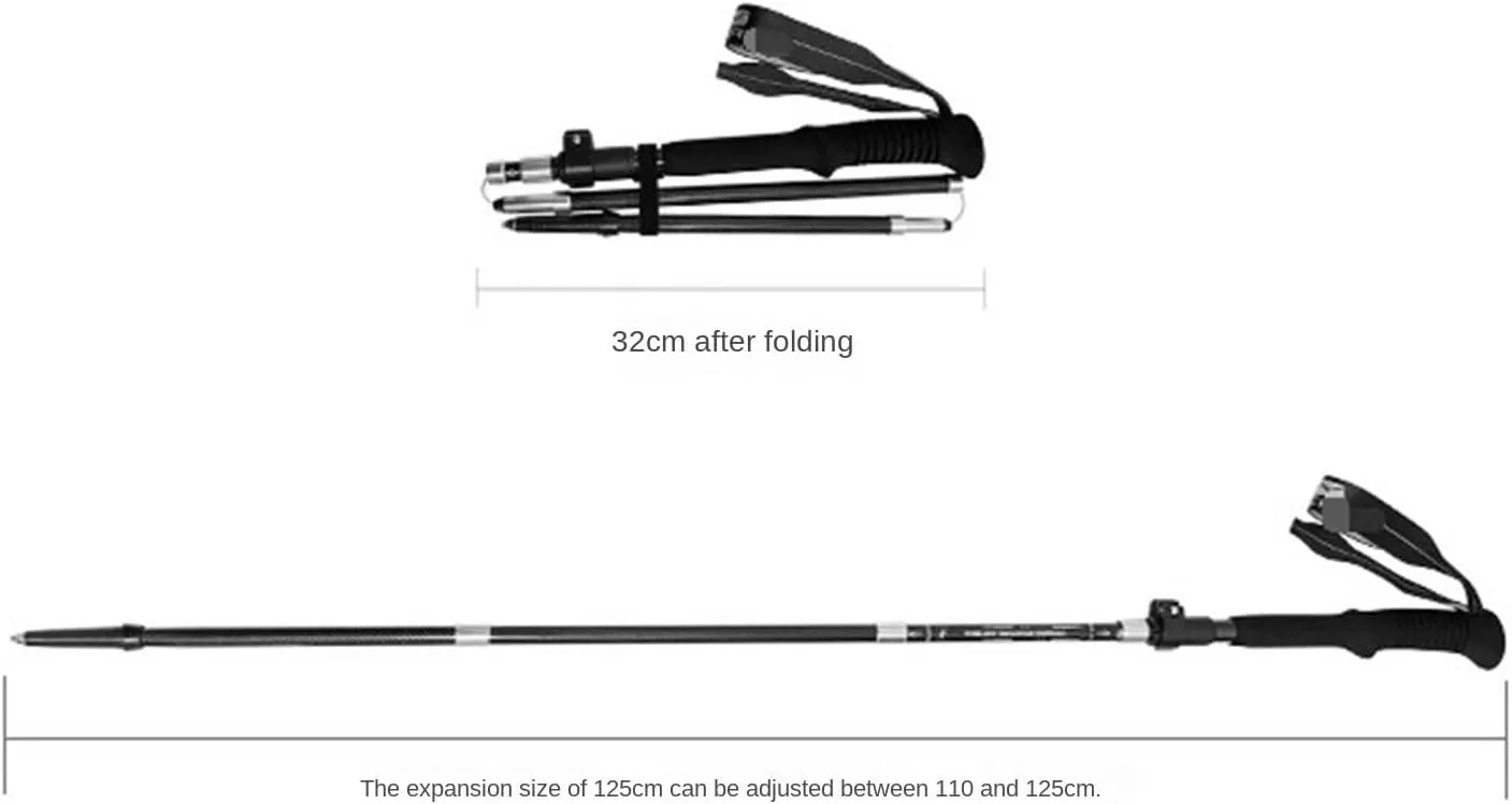 Travel Trekking Pole Carbon Fiber Trekking Poles Ultralight Telescopic and Lightweight for Mountaining Backpacking Outdoor Activities