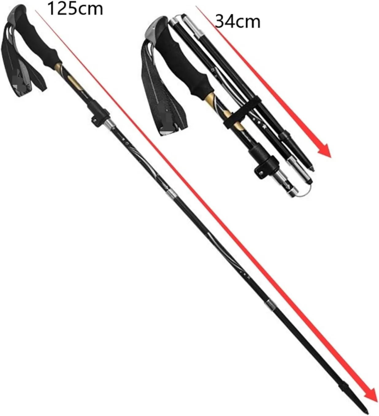 Travel Trekking Pole Outdoor Carbon Fiber Trekking Poles Walking Poles Telescopic Foldable Sticks for Hiking Outdoor Activities