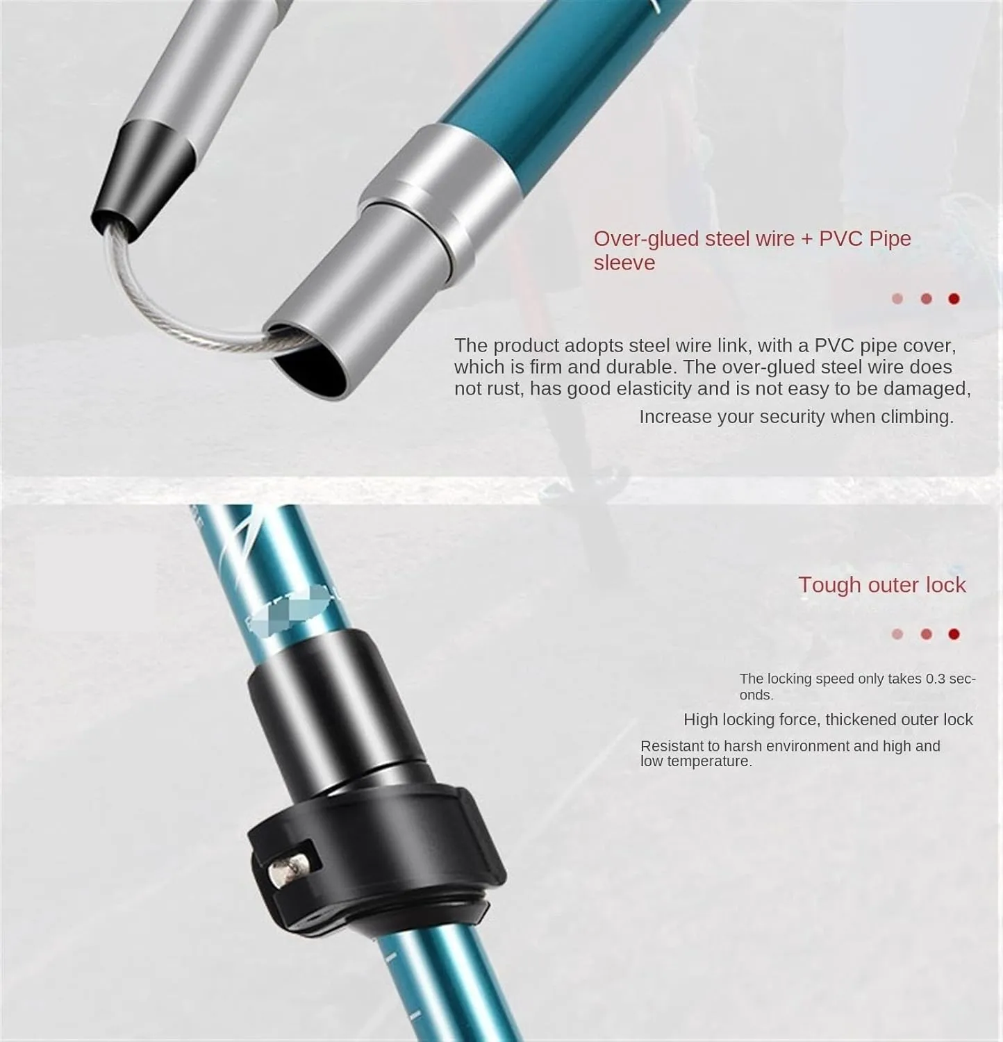 Travel Trekking Pole Ultralight Aluminum Alloy Trekking Poles Hiking Sticks EVA Grip Handle for Mountaining Camping Outdoor Activities(Blue)
