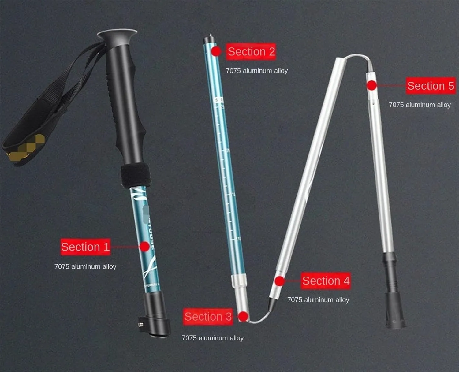 Travel Trekking Pole Ultralight Aluminum Alloy Trekking Poles Hiking Sticks EVA Grip Handle for Mountaining Camping Outdoor Activities(Blue)