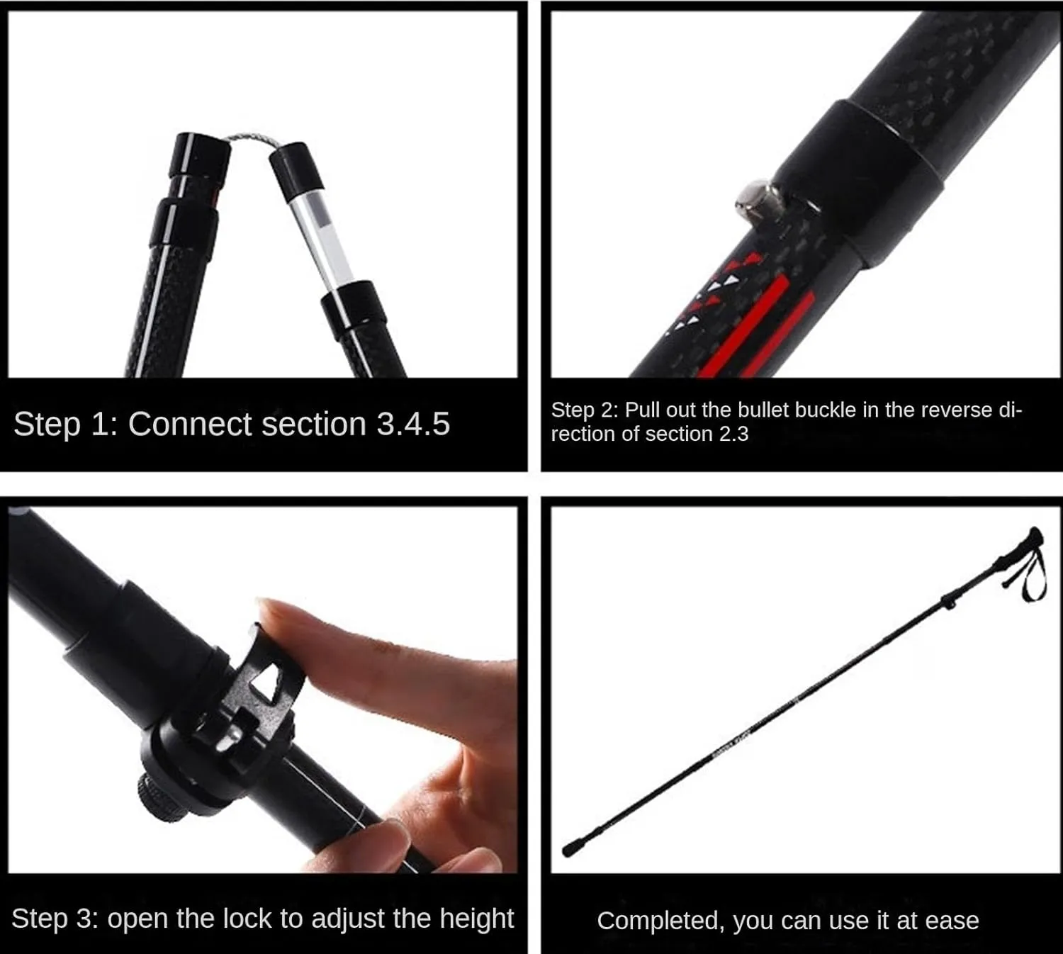 Travel Trekking Pole Ultralight Telescopic Carbon Fiber Trekking Poles for Hiking Camping Backpacking Outdoor Activities
