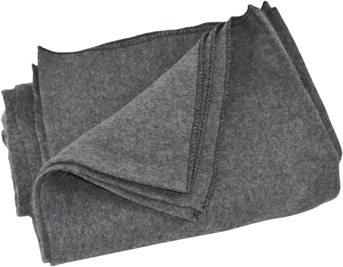 Treasure Gurus Large Gray Wool Army/Military Type Blanket Surplus Style Emergency/Survival Gear