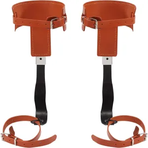 Tree Climbing Spikes Set Full Leather, Adjustable Carbon Steel Plate Tree Pole Climbing Shoes Tool with Strong Strap for Logging, Hunting Observation, Fruit Picking, Jungle Surviva