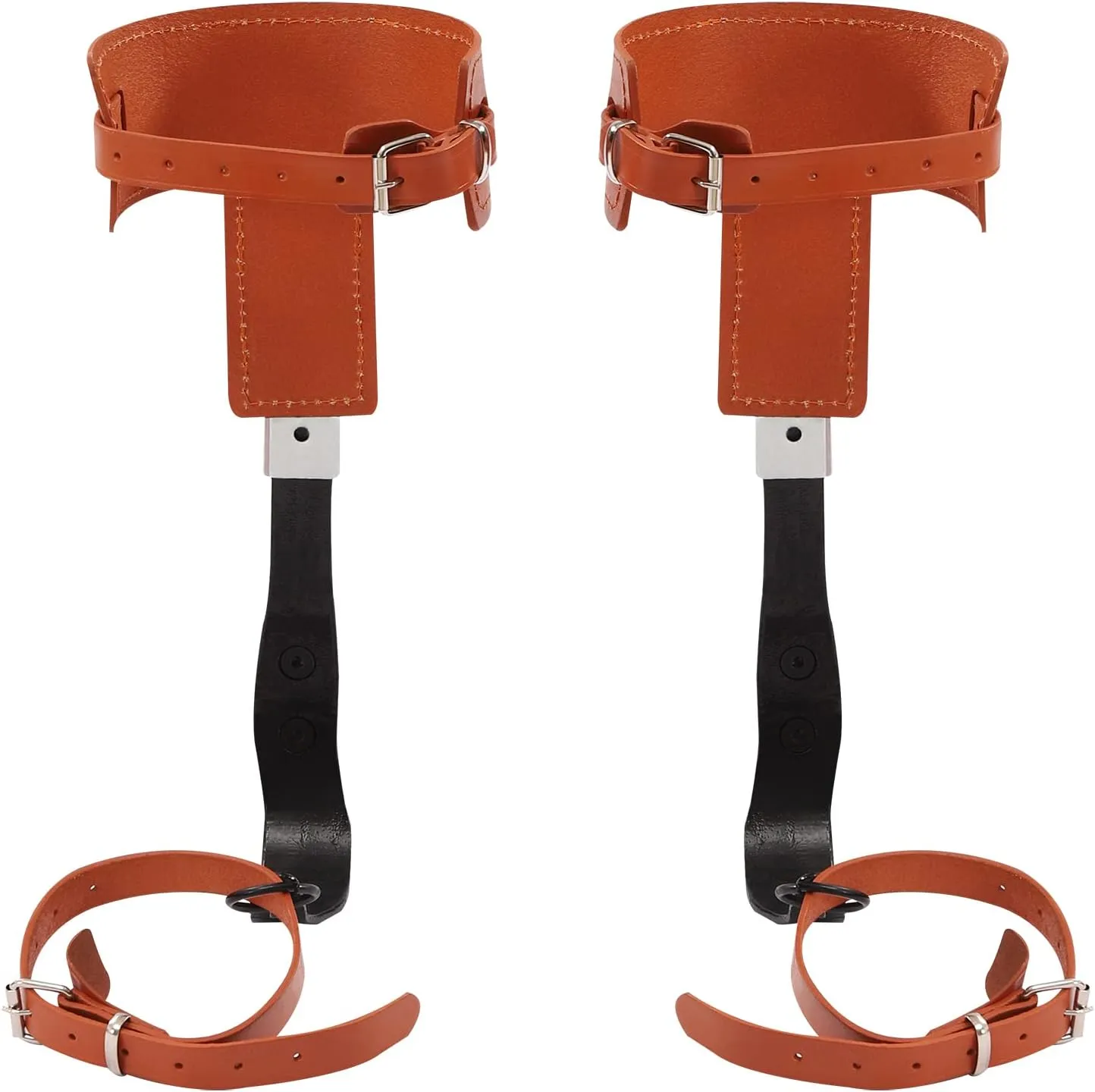 Tree Climbing Spikes Set Full Leather, Adjustable Carbon Steel Plate Tree Pole Climbing Shoes Tool with Strong Strap for Logging, Hunting Observation, Fruit Picking, Jungle Surviva