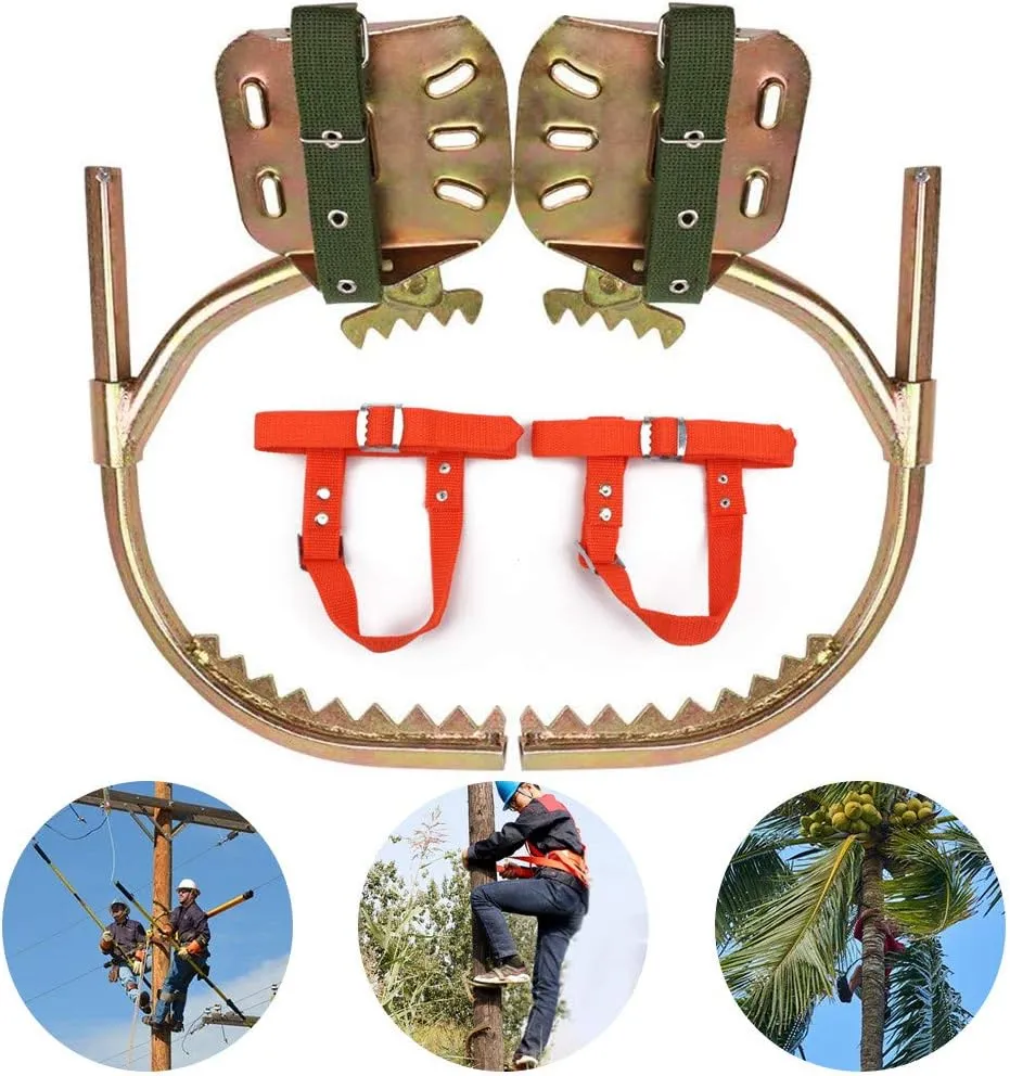 Tree Climbing Spikes, Stainless Steel Pole Climbing Spikes, Professional Non-Slip Climbing Trees Tool for Climbing Hunting Observation Picking Fruit,450model