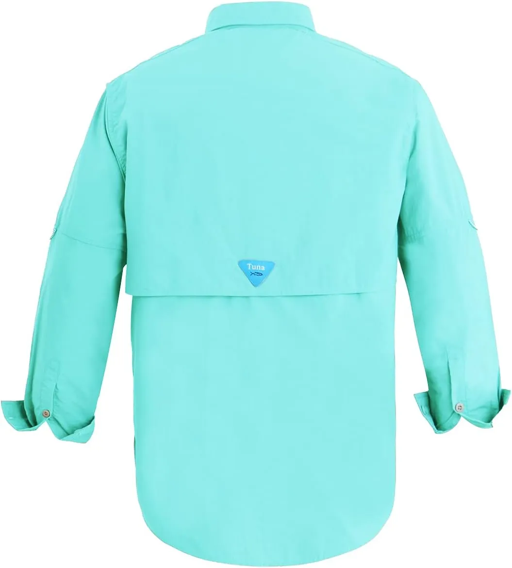 Tuna Men's Fishing Outdoor Button Down UPF 50  Sun Protection Waterproof Hiking Long Sleeve Shirts