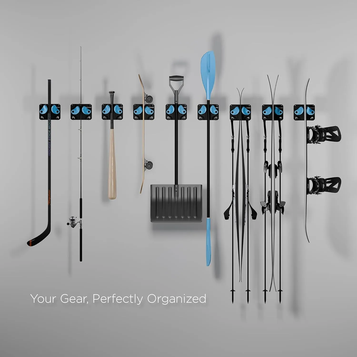Ultimate Ski & Snowboard Wall Storage Rack - Fits any Ski or Snowboard - Save Your Rocker, Tips and Tails - Damage-free - 3x - Black