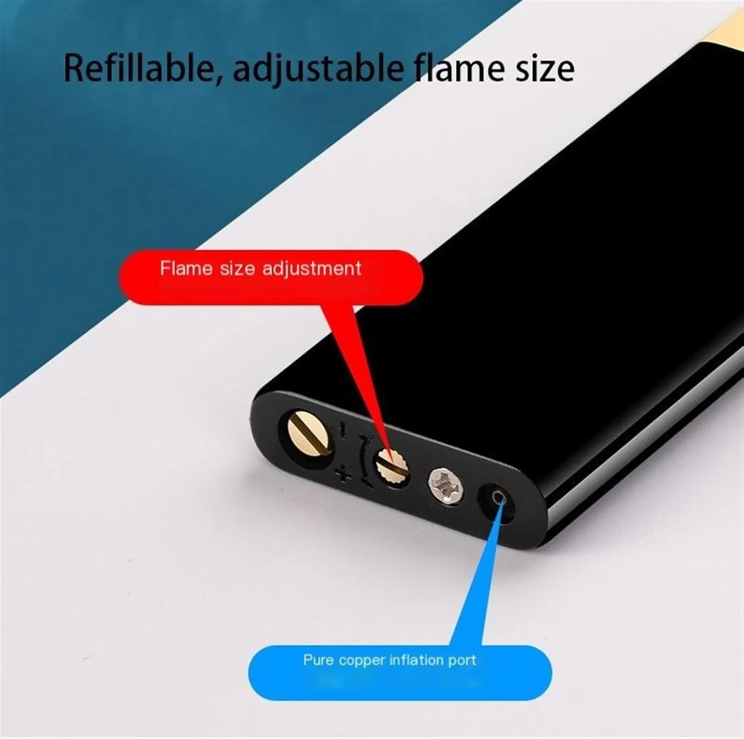 Ultra-Thin Soft Flame Lighter, Portable Metal Traditional Flame Lighter, refillable Adjustable Flame Lighter, Suitable for Men and Women Gifts, Collection, Camping, Gift Box (Color : A)