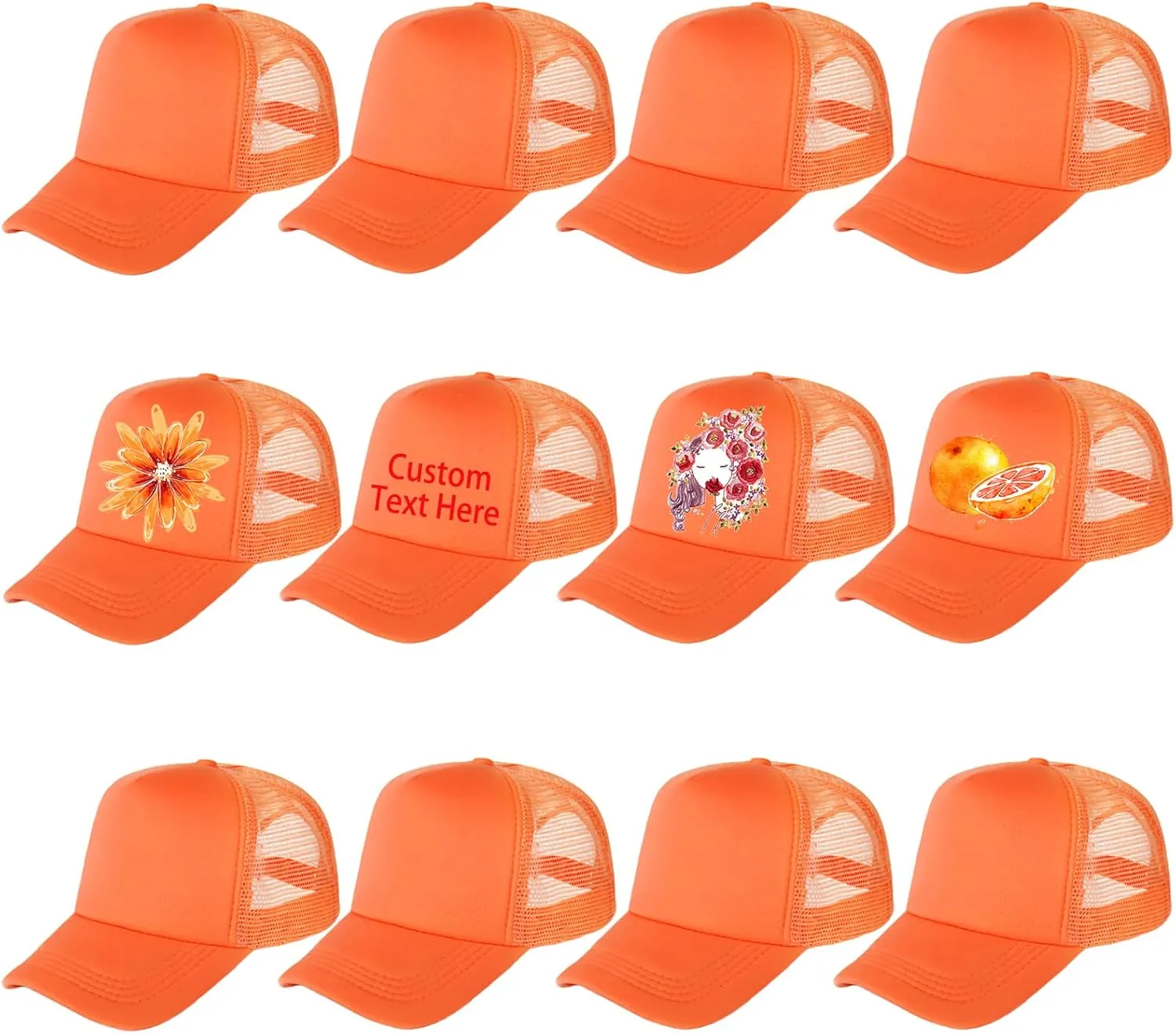 Ultrafun 12 Pack Trucker Hat Summer Mesh Sublimation Blank Hats Adjustable Snapback Baseball Hats for Men Women