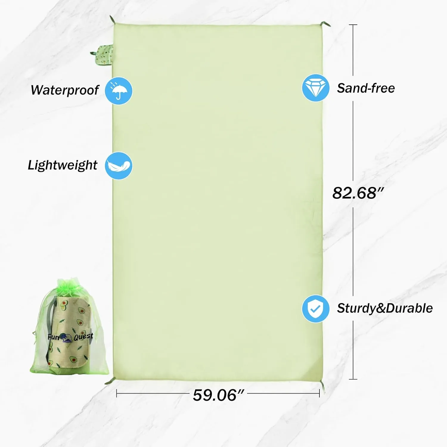 Ultralight Beach & Camping Blanket – 0.42lb/0.66lb Waterproof & Sandproof | Quick-Dry, Compact, Fits in Pocket | Ideal for Travel, Hiking, Park Picnics & Outdoor Adventures