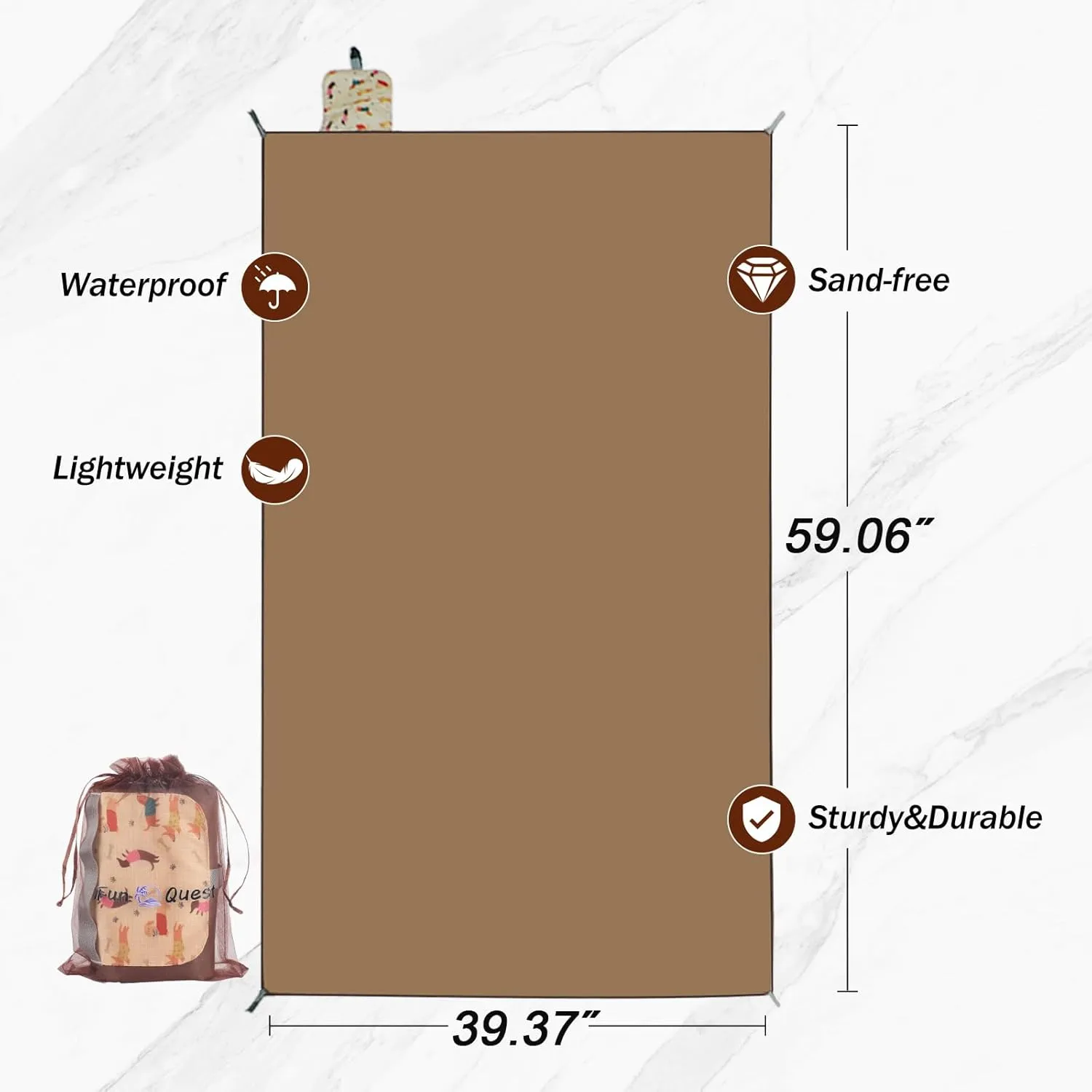 Ultralight Beach & Camping Blanket – 0.42lb/0.66lb Waterproof & Sandproof | Quick-Dry, Compact, Fits in Pocket | Ideal for Travel, Hiking, Park Picnics & Outdoor Adventures
