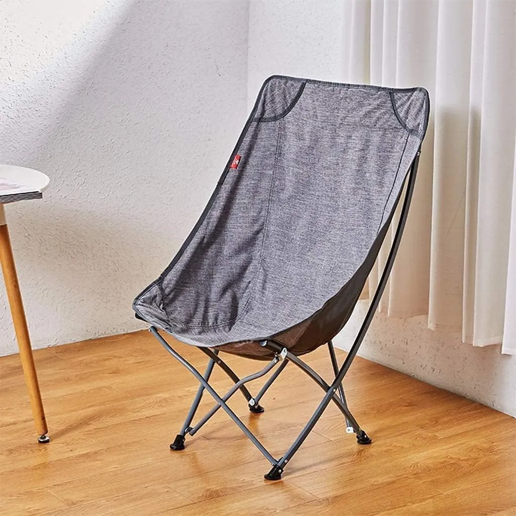 Ultralight Beach Fishing Stool Portable Outdoor Camping Chair Garden High Back Chairs with Side Pocket,Camping Folding Chair/Grey