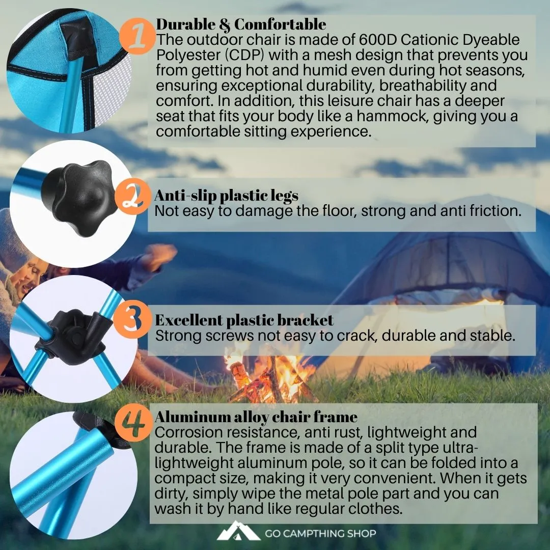 Ultralight Camping Outdoor Folding Chair Durable Cationic Polyester Bench Eco Friendly