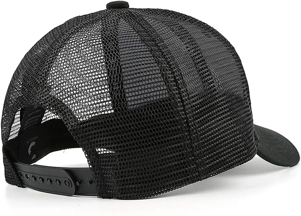 Unisex Baseball Cap Adjustable Snapback Mesh Trucker Dad Military Hat Black