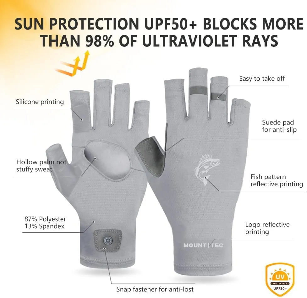 Unisex UV Protective Fingerless Gloves UPF 50  Sun Glove for Outdoor Fishing Cycling Hiking Driving Kayaking
