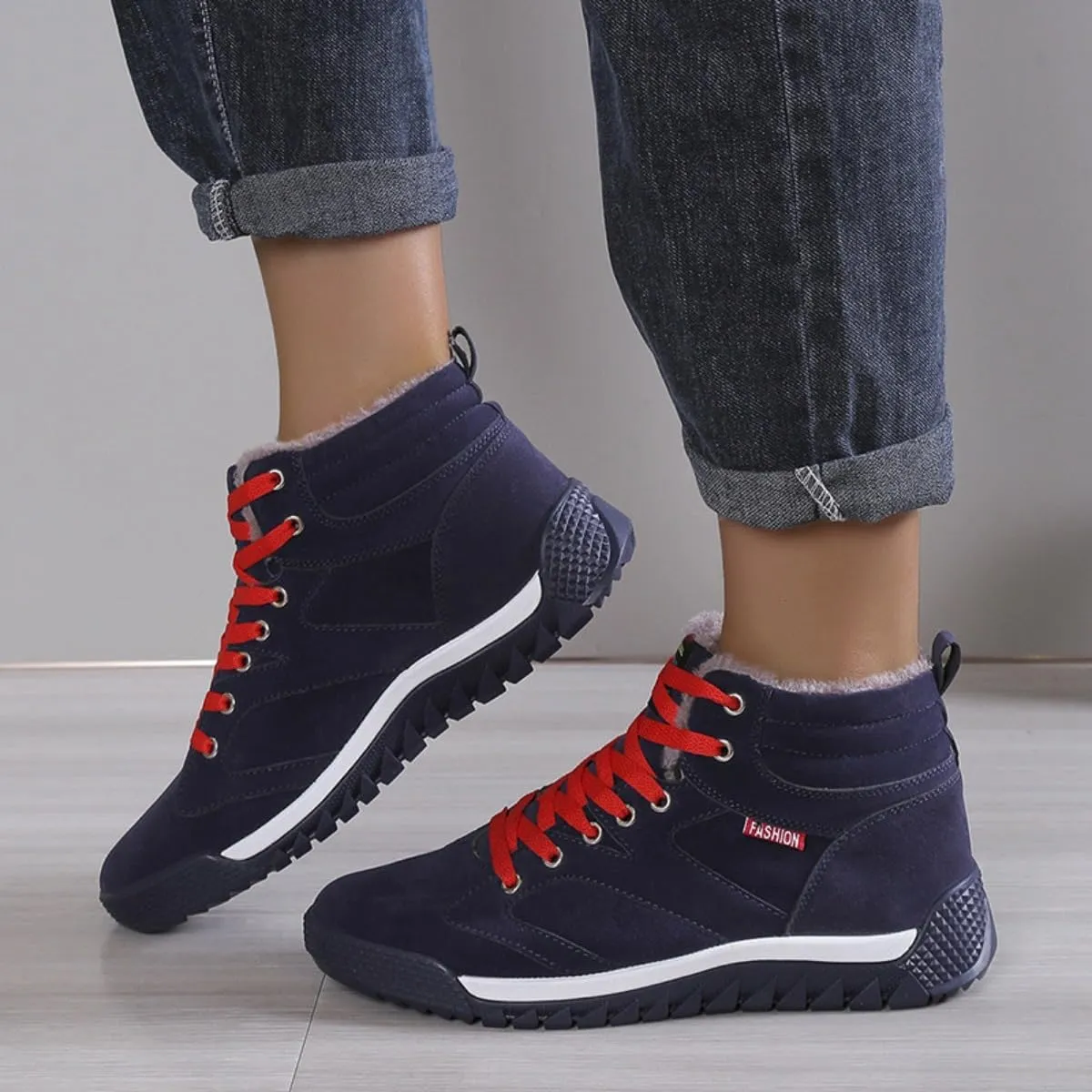 Unisex Winter Snow Boots, Waterproof Anti-Slip Fur Lined Warm Hiking Sneakers Shoes, Outdoor Trekking Backpacking Camping Footwear