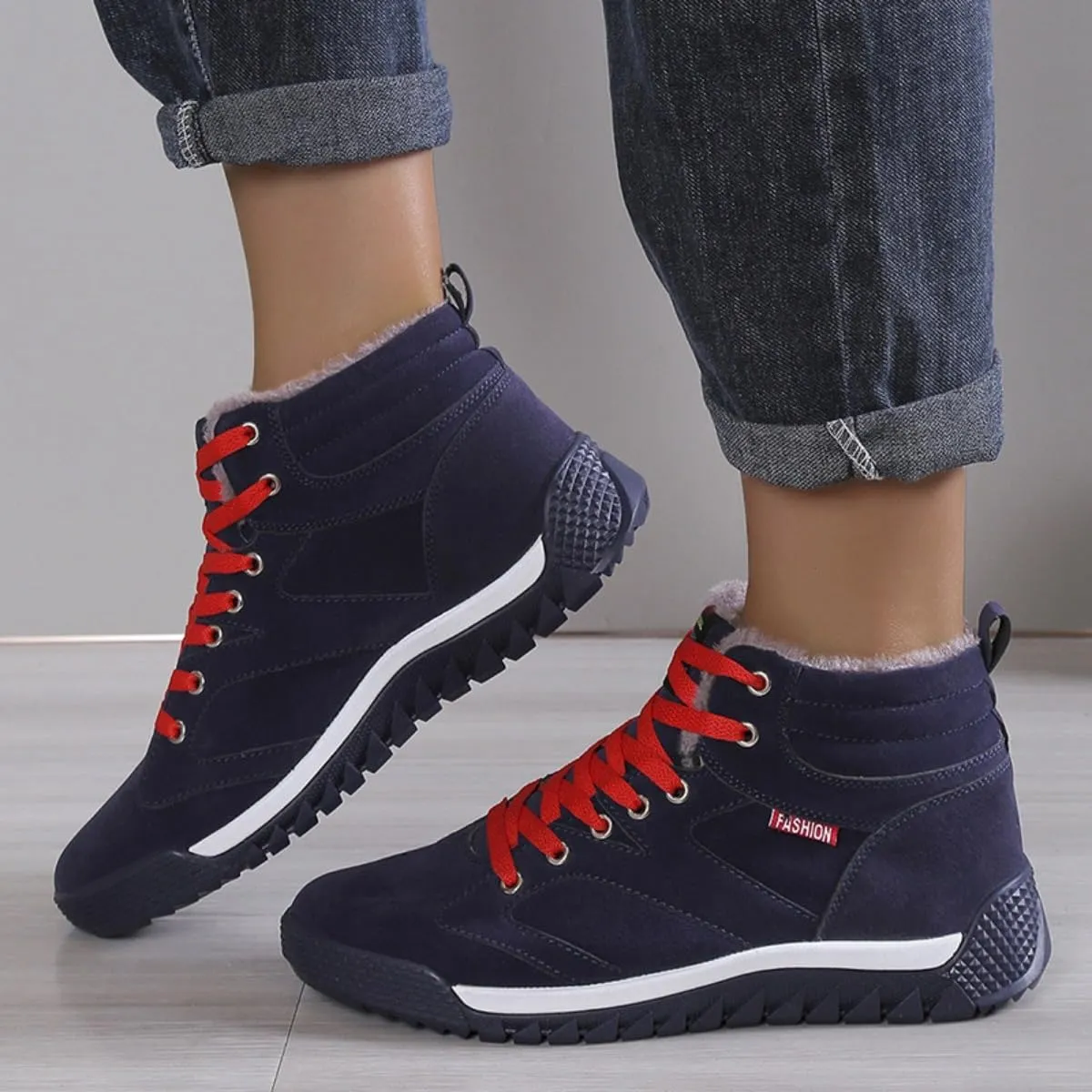 Unisex Winter Snow Boots, Waterproof Anti-Slip Fur Lined Warm Hiking Sneakers Shoes, Outdoor Trekking Backpacking Camping Footwear