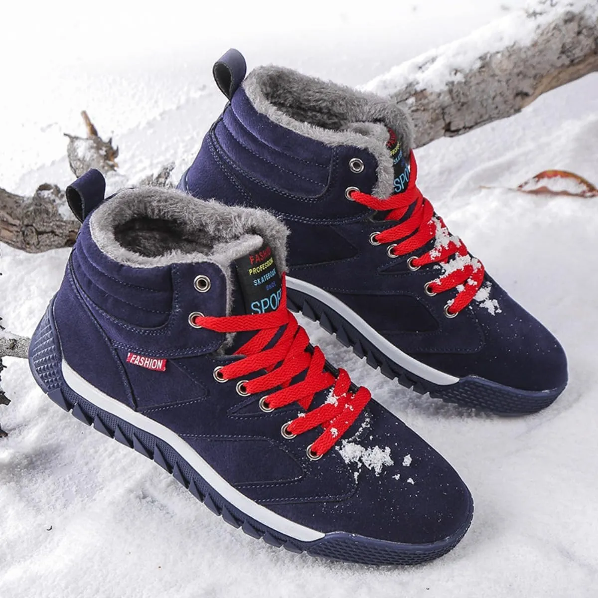 Unisex Winter Snow Boots, Waterproof Anti-Slip Fur Lined Warm Hiking Sneakers Shoes, Outdoor Trekking Backpacking Camping Footwear