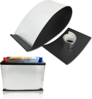 Universal Car Battery Insulation Blanket Heat Shield Blanket for Extreme Temperature Protection Thermal Wrap with Universal Fit for Truck, RV, 4WD Vehicles & Automotive Batteries 40"x7" (1Kit)