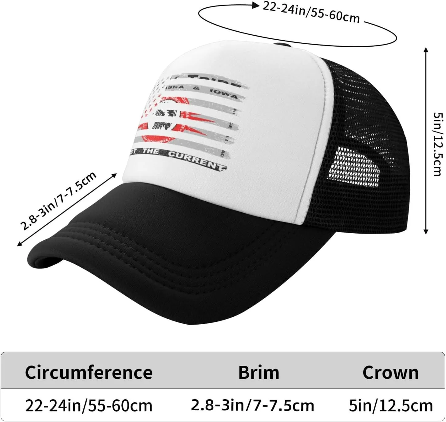 US and Flag of The Omaha Tribe of Nebraska & Iowa Baseball Cap for Men Women Adjustable Breathable Mesh Trucker Hat Unisex
