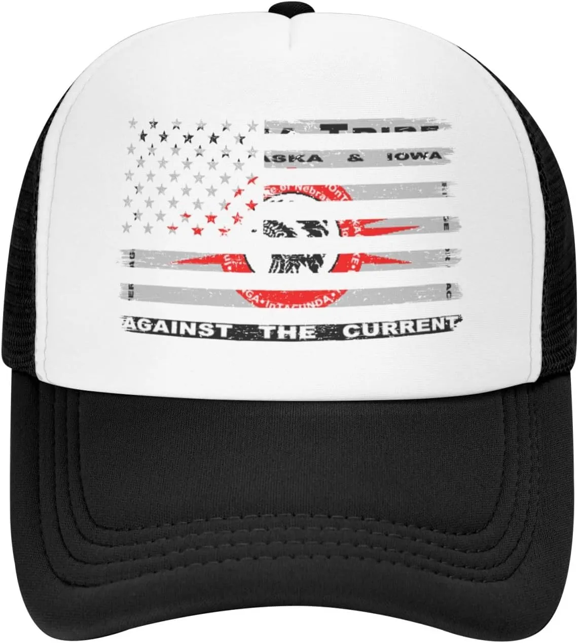 US and Flag of The Omaha Tribe of Nebraska & Iowa Baseball Cap for Men Women Adjustable Breathable Mesh Trucker Hat Unisex