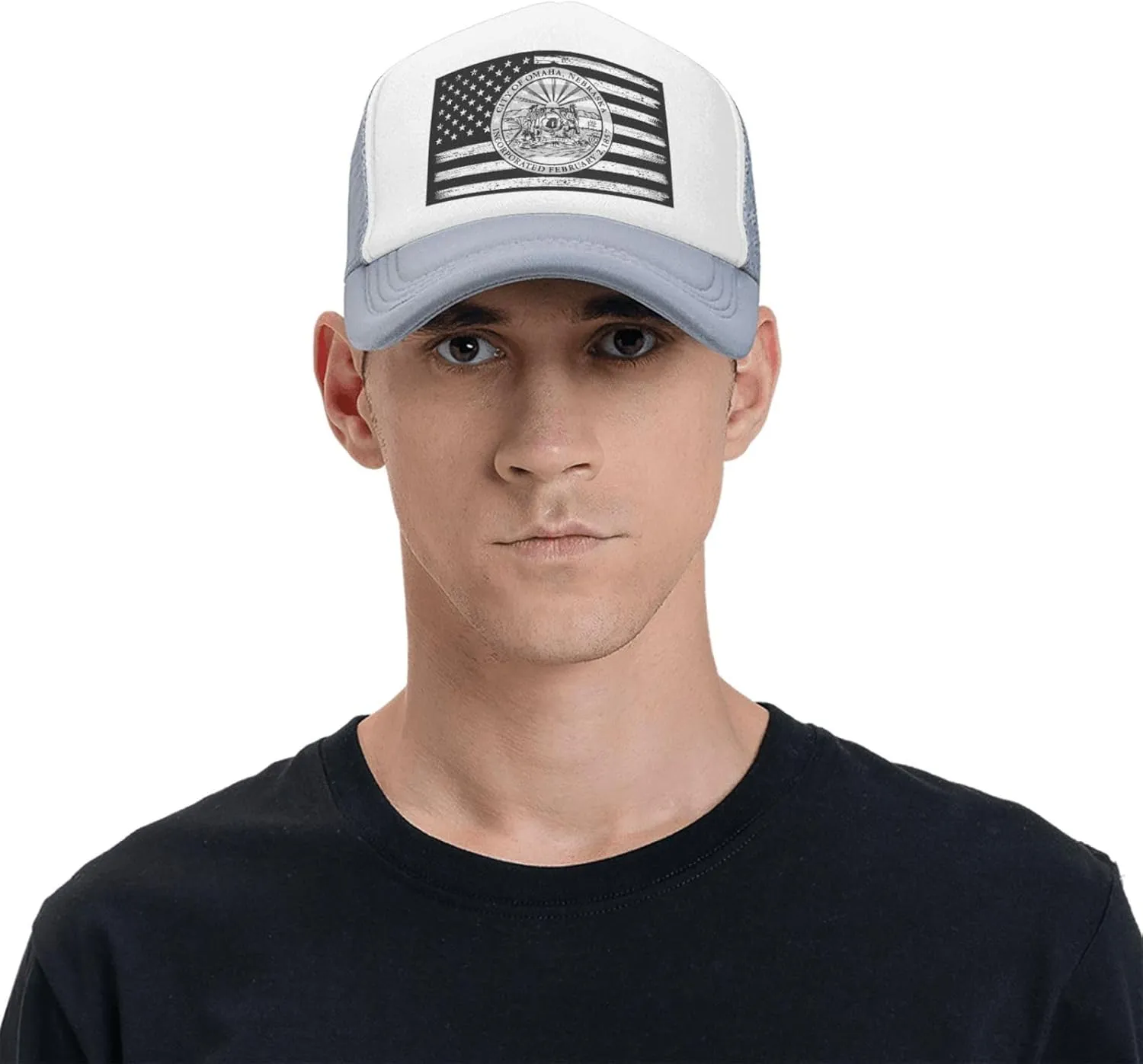 US and Seal of Omaha, Nebraska Baseball Cap for Men Women Adjustable Breathable Mesh Trucker Hat Unisex