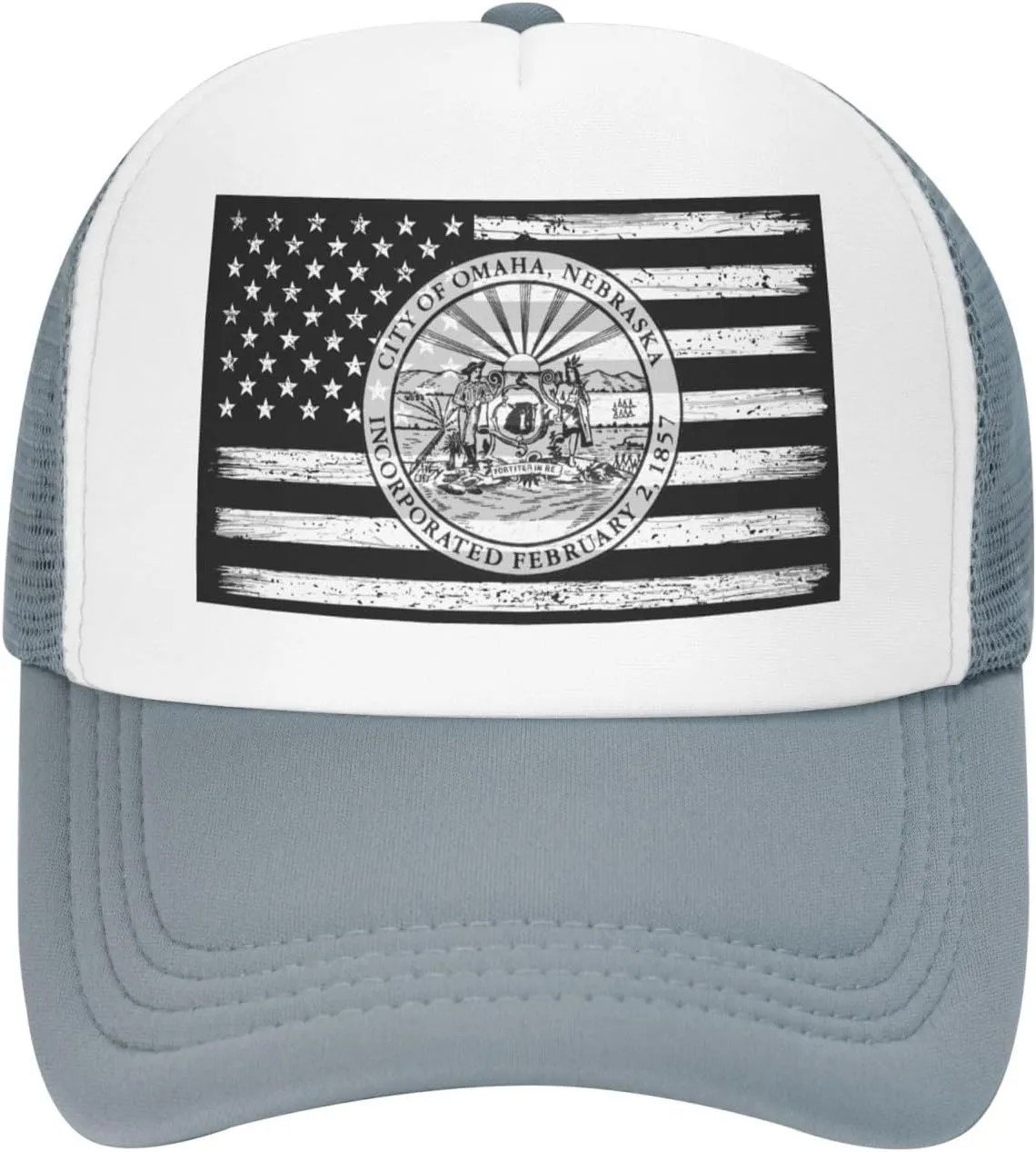 US and Seal of Omaha, Nebraska Baseball Cap for Men Women Adjustable Breathable Mesh Trucker Hat Unisex
