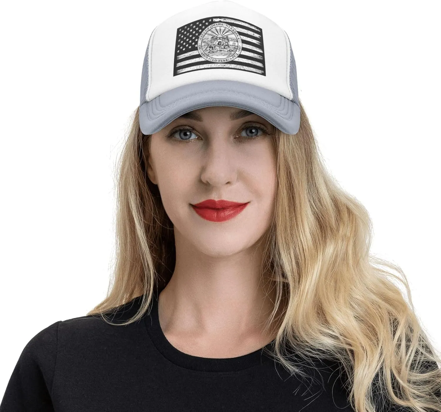 US and Seal of Omaha, Nebraska Baseball Cap for Men Women Adjustable Breathable Mesh Trucker Hat Unisex