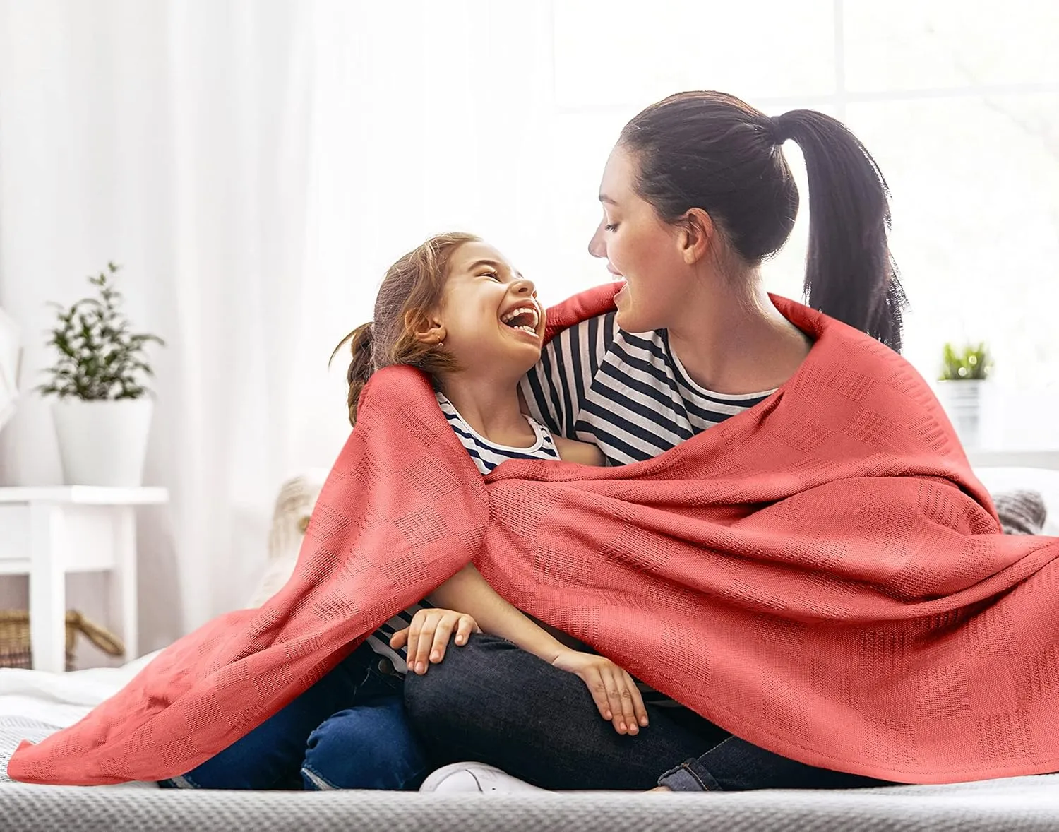 Utopia Bedding Coral 100% Cotton Blanket [King Size - 90x108 Inch] 350GSM Lightweight, Soft and Breathable Thermal Blanket for All Seasons