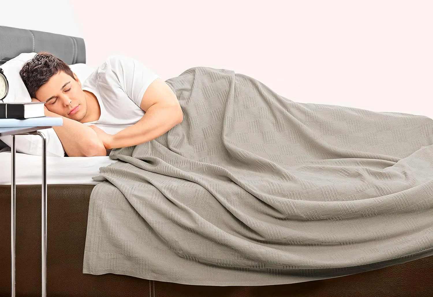 Utopia Bedding Khaki 100% Cotton Blanket [King Size - 90x108 Inch] 350GSM Lightweight, Soft and Breathable Thermal Blanket for All Seasons
