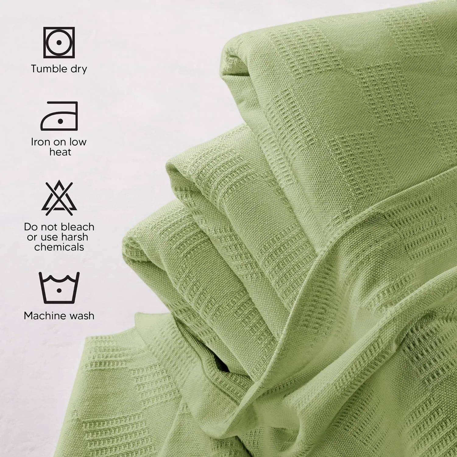 Utopia Bedding Sage Green 100% Cotton Blanket [King Size - 90x108 Inch] 350GSM Lightweight, Soft and Breathable Thermal Blanket for All Seasons