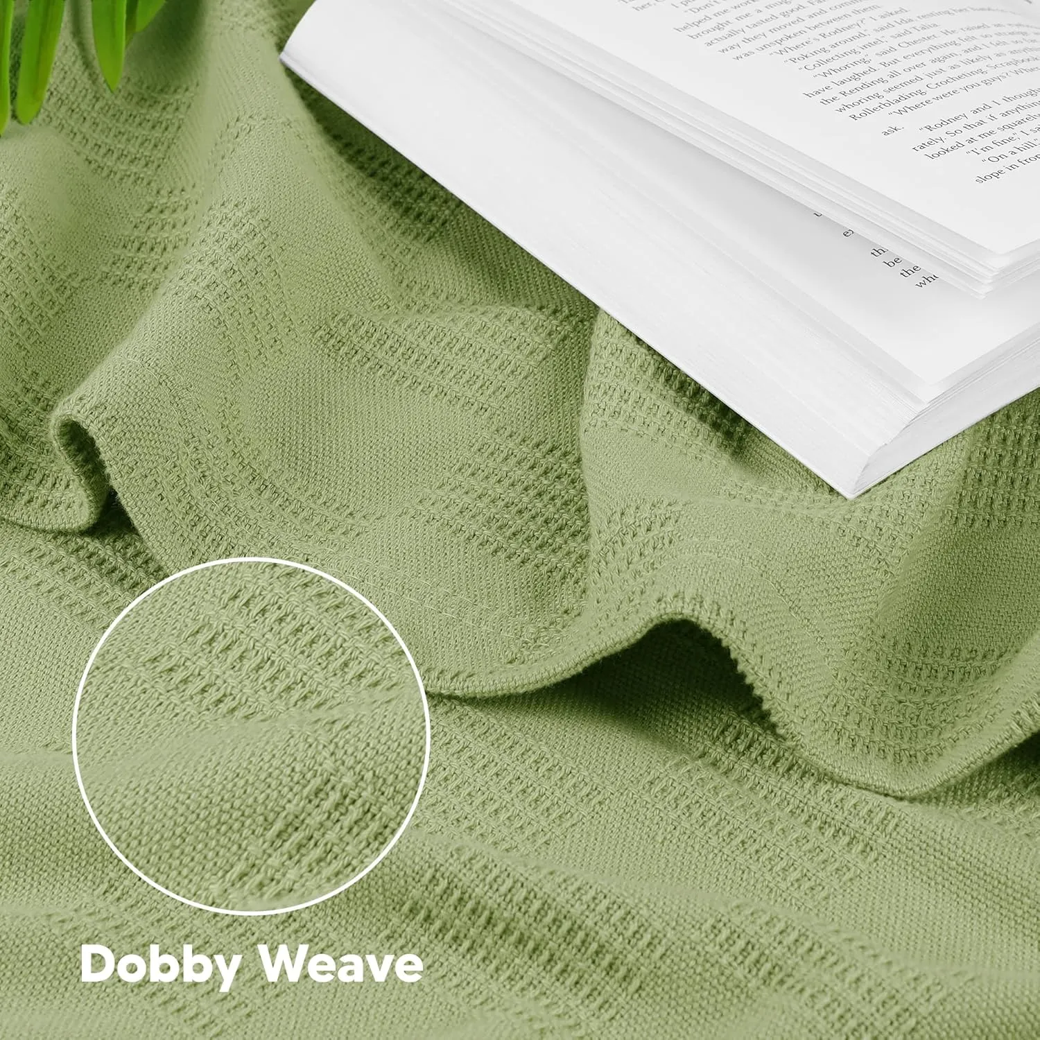 Utopia Bedding Sage Green 100% Cotton Blanket [King Size - 90x108 Inch] 350GSM Lightweight, Soft and Breathable Thermal Blanket for All Seasons