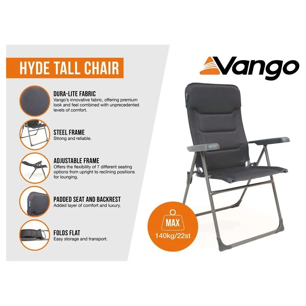 Vango Hyde Tall Camping Chair Tall Shadow Grey