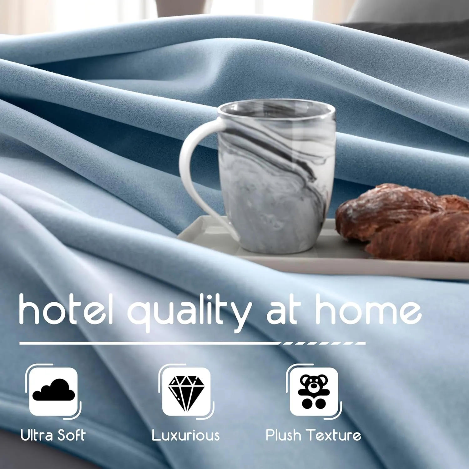 Vellux 1B07056 Original Insulating Core Hotel Style Solid blanket Machine Washable Soft Cozy Warm Thermal Durable Pet Friendly All Seasons Layering Bed Sofa Blankets, Twin, Blue