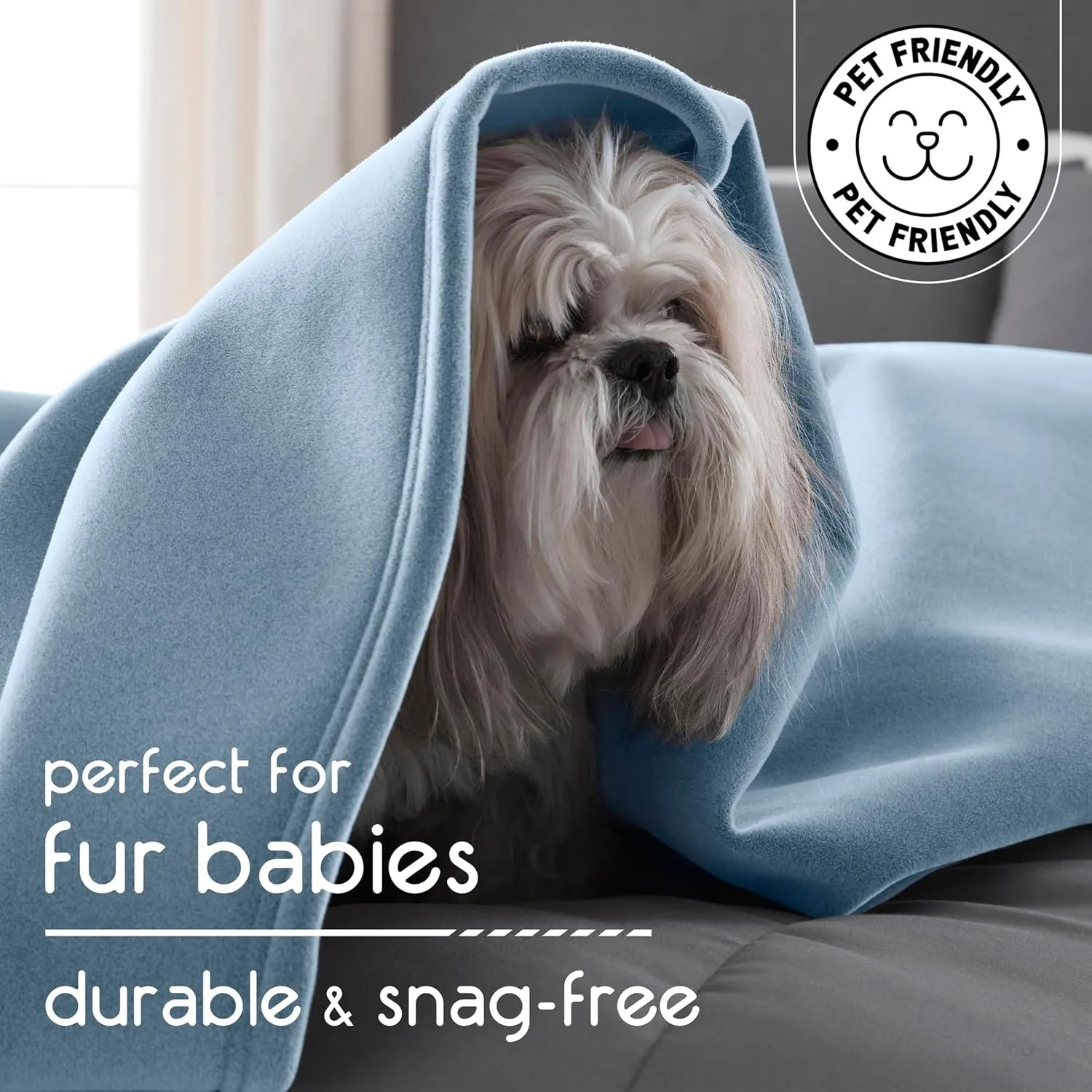 Vellux 1B07056 Original Insulating Core Hotel Style Solid blanket Machine Washable Soft Cozy Warm Thermal Durable Pet Friendly All Seasons Layering Bed Sofa Blankets, Twin, Blue